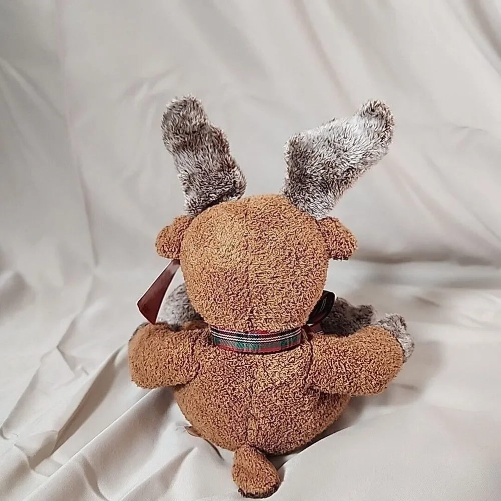 Vintage RARE‎ Russ Berrie Blinker Red Nosed Reindeer Beanie Plush Stuffed Animal